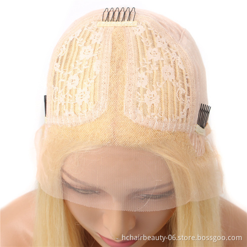 Wholesale 613 Human Hair Wigs Transparent Lace Brazilian Straight Human Hair Wigs Honey Blonde 13x1 Lace Front Wig